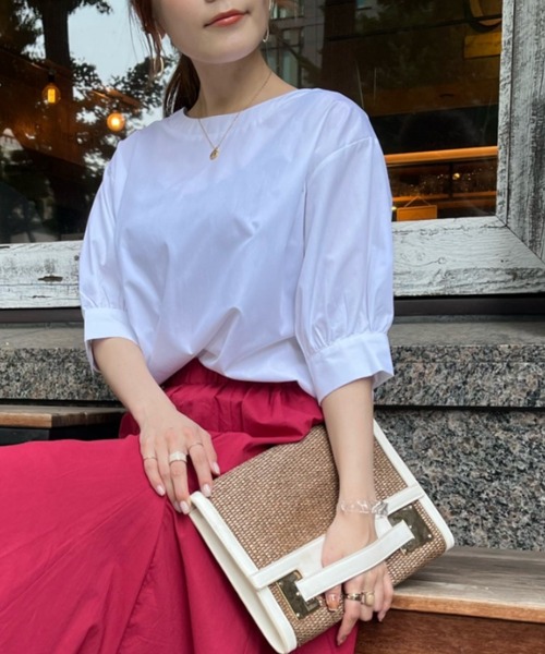 Chez toi（シェトワ）の「袖ボリュームブラウス（シャツ/ブラウス・レディース・ブラック/オフホワイト/ブルー/グリーン・FREE）」の3枚目の写真