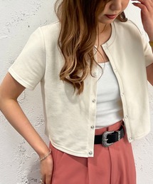 apres jour mignon（アプレジュールミニョン）の「ドットボタンショートトップス【ZOZOTOWN限定アイテム】（カーディガン/ボレロ）」