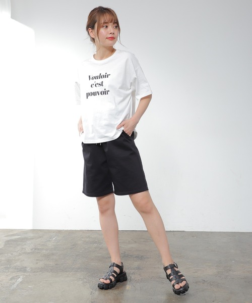 Honeys(ハニーズ)の「イージーハーフパンツ(スウェットパンツ・レディース・アイボリー/ブラック/カーキ/ネイビー/ベージュ・S/M/L)」の19枚目の写真