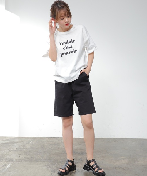 Honeys(ハニーズ)の「イージーハーフパンツ(スウェットパンツ・レディース・アイボリー/ブラック/カーキ/ネイビー/ベージュ・S/M/L)」の20枚目の写真