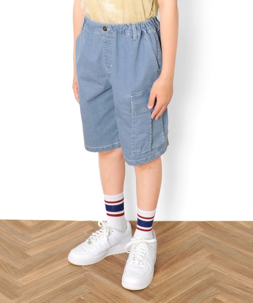 GLAZOS（グラソス）の「接触冷感デニム・カーゴショートパンツ（デニムパンツ・キッズ・ブルー/ライトブルー・170cm/150cm/130cm/140cm/160cm）」の7枚目の写真