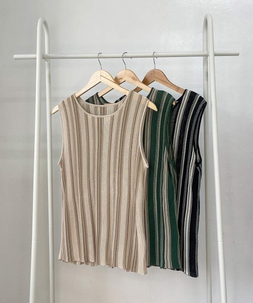 esutoreja（エストレジャ）の「2カラーストライプタンクトップ（タンクトップ・レディース・ブラック/グリーン/アイボリー・FREE）」の7枚目の写真