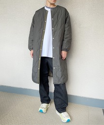 ARCH & LINE | 《環境配慮素材》中綿キルティングコート スヌーディ付き KAPOK REVERSIBLE COAT カポック 撥水 アニマルフリー ［145-175cm］(その他アウター)