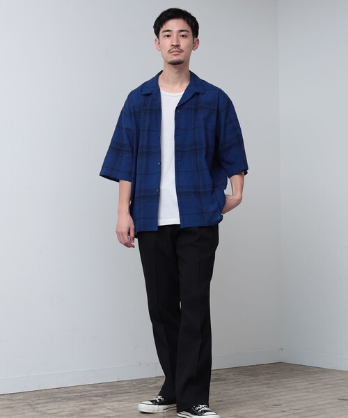 ルーズフィット ドット シャツ３色 BEAMS（ビームス）ルーズフィット チェック オープンカラー