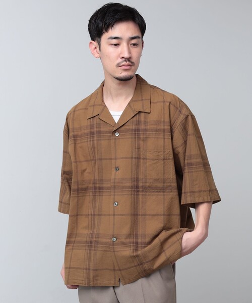 BEAMS（ビームス）の「BEAMS / フェード チェック ルーズフィット　オープンカラーシャツ（シャツ/ブラウス・メンズ・ネイビー/レッド/オリーブ・M/L/S/XL）」の8枚目の写真