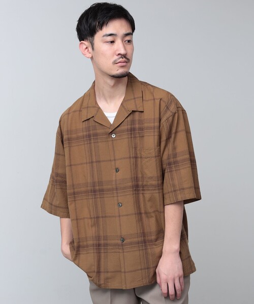 BEAMS（ビームス）の「BEAMS / フェード チェック ルーズフィット　オープンカラーシャツ（シャツ/ブラウス・メンズ・ネイビー/レッド/オリーブ・M/L/S/XL）」の5枚目の写真
