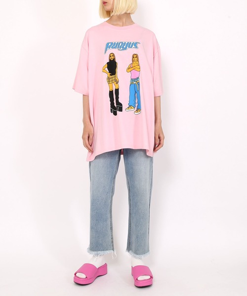PUNYUS（プニュズ）の「90sアイコンＴシャツ（Tシャツ/カットソー・レディース・スミクロ/ホワイト/ピンク・2/1/3/4）」の9枚目の写真