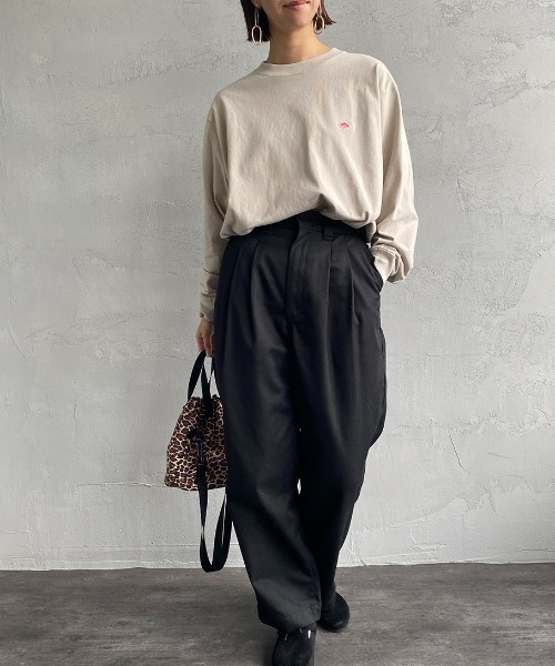 DANTON（ダントン）の「[DANTON/ダントン] ワンポイントロゴ クルーネックロンT（Tシャツ/カットソー・レディース・ホワイト/チャコールグレー/ブラック/グリーン/グレイッシュベージュ・40/38/42）」の12枚目の写真