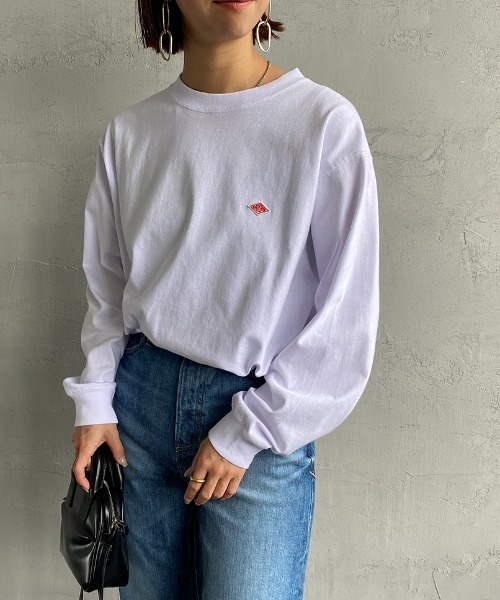 DANTON（ダントン）の「[DANTON/ダントン] ワンポイントロゴ クルーネックロンT（Tシャツ/カットソー・レディース・ホワイト/チャコールグレー/ブラック/グリーン/グレイッシュベージュ・40/38/42）」の16枚目の写真