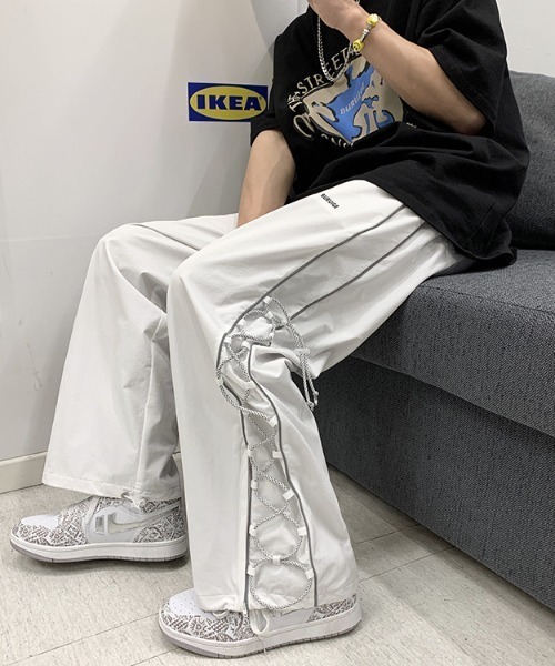 Mimma/Mimaa(ミマ)の「【Mimma/Mimaa】サイドラインループイージーパンツ(スラックス・メンズ・ホワイト/ブラック・FREE)」の5枚目の写真