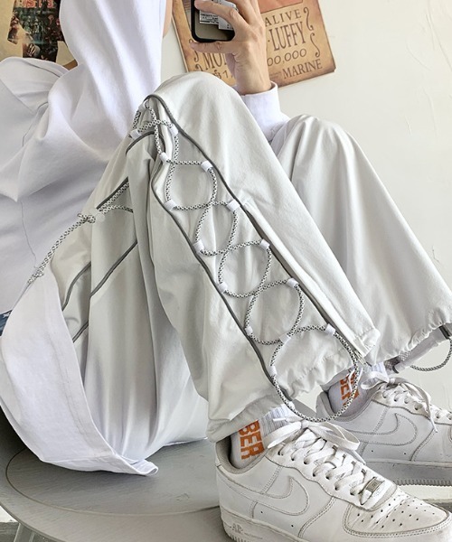 Mimma/Mimaa(ミマ)の「【Mimma/Mimaa】サイドラインループイージーパンツ(スラックス・メンズ・ホワイト/ブラック・FREE)」の11枚目の写真