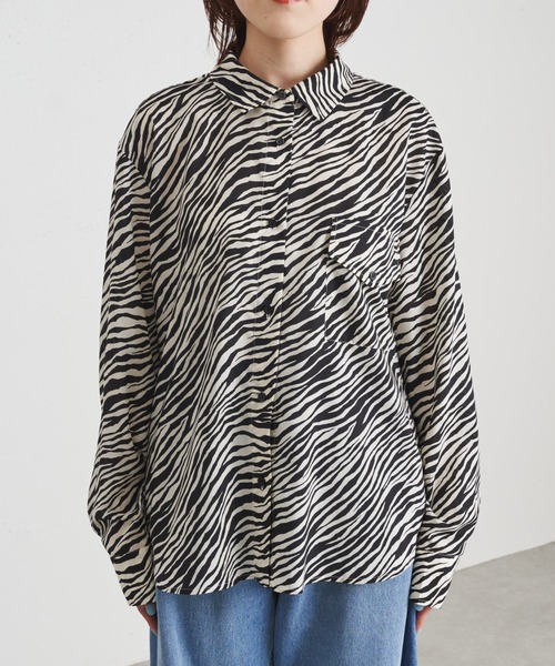 COLLAGE GALLARDAGALANTE（コラージュガリャルダガランテ）の「【OT】ゼブラプリントブラウス（シャツ/ブラウス・レディース・ブラック/ベージュ・FREE）」の20枚目の写真