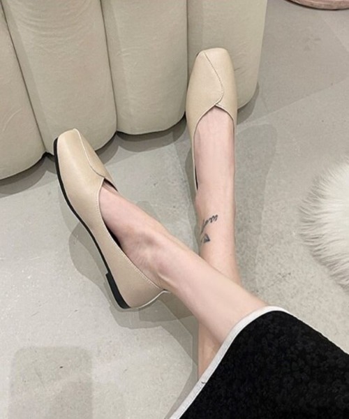 Burner(バーナー)の「【OKUOKU 0909】スクエアトゥ Vカットフラットパンプス / oku-shoes-2-19(バレエシューズ・レディース・その他3/その他2/その他1・35/36/40/37/39/38)」の2枚目の写真