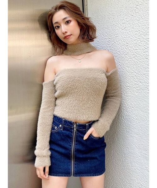 GYDA（ジェイダ）の「2WAYシャギーチョーカーニットトップス（ニット/セーター・レディース・オフホワイト/ブラック/ベージュ・FREE）」の10枚目の写真