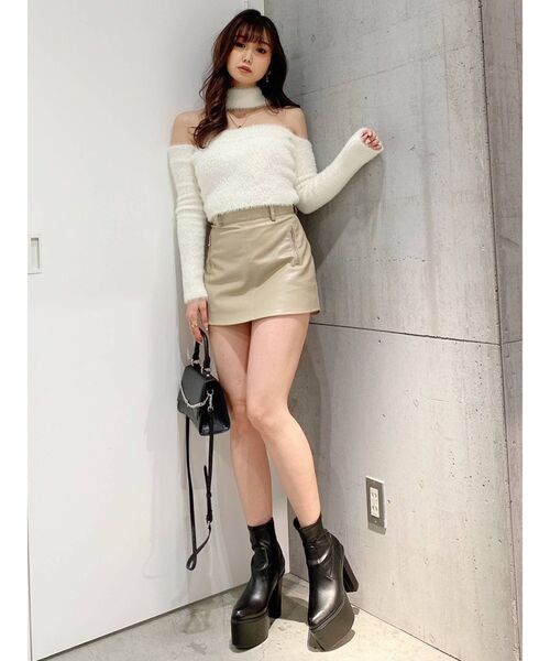 GYDA（ジェイダ）の「2WAYシャギーチョーカーニットトップス（ニット/セーター・レディース・オフホワイト/ブラック/ベージュ・FREE）」の13枚目の写真