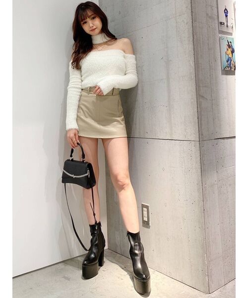 GYDA（ジェイダ）の「2WAYシャギーチョーカーニットトップス（ニット/セーター・レディース・オフホワイト/ブラック/ベージュ・FREE）」の7枚目の写真