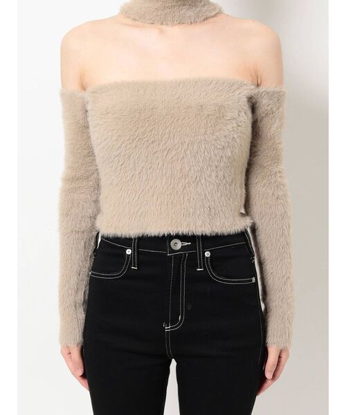 GYDA（ジェイダ）の「2WAYシャギーチョーカーニットトップス（ニット/セーター・レディース・オフホワイト/ブラック/ベージュ・FREE）」の9枚目の写真