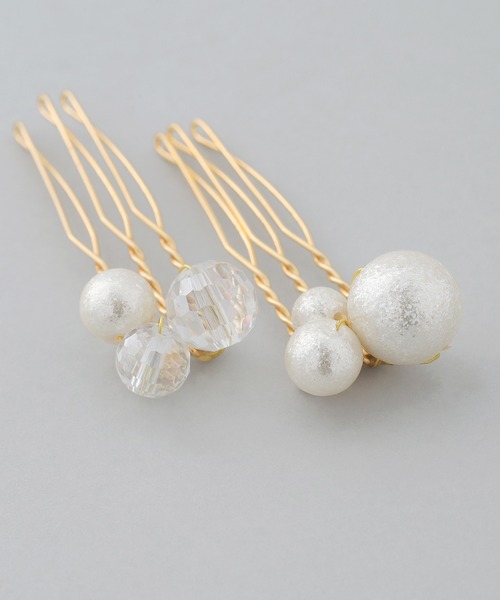 ANEMONE（アネモネ）の「シャイニーパールコーム[2本セット]（その他ヘアアクセサリー・レディース・アイボリー/ピンク・FREE）」の3枚目の写真