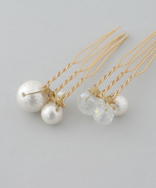 ANEMONE（アネモネ）の「シャイニーパールコーム[2本セット]（その他ヘアアクセサリー・レディース・アイボリー/ピンク・FREE）」の4枚目の写真