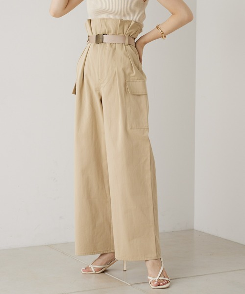 Chico（チコ）の「ベルト付きハイウエストカーゴロングパンツ（カーゴパンツ・レディース・ブラック/ベージュ/カーキ・FREE）」の17枚目の写真