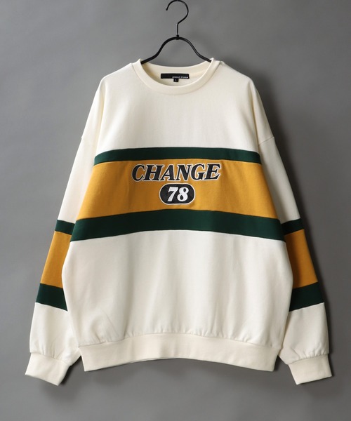 SITRY(シトリー)の「wide silhouette patch logo sweat/ワイドシルエット ワッペン ロゴ スウェット/トレーナー(スウェット・メンズ・ブラック/オフホワイト/グレイッシュブルー・M/L)」の2枚目の写真