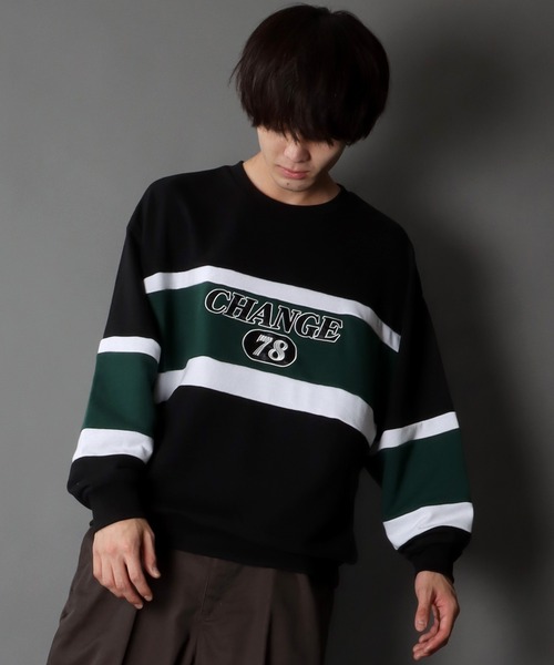 SITRY(シトリー)の「wide silhouette patch logo sweat/ワイドシルエット ワッペン ロゴ スウェット/トレーナー(スウェット・メンズ・ブラック/オフホワイト/グレイッシュブルー・M/L)」の16枚目の写真