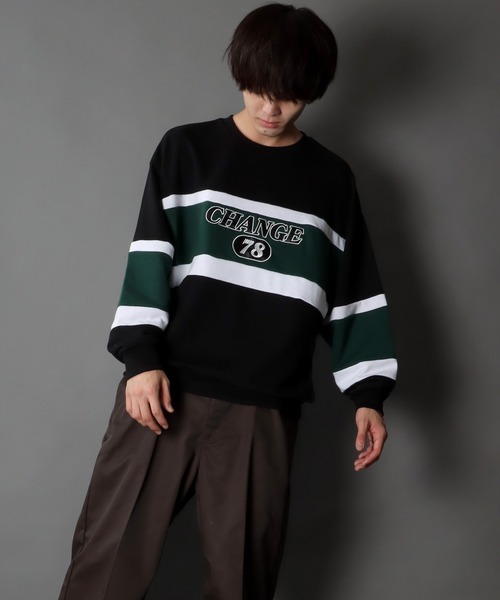 SITRY(シトリー)の「wide silhouette patch logo sweat/ワイドシルエット ワッペン ロゴ スウェット/トレーナー(スウェット・メンズ・ブラック/オフホワイト/グレイッシュブルー・M/L)」の17枚目の写真