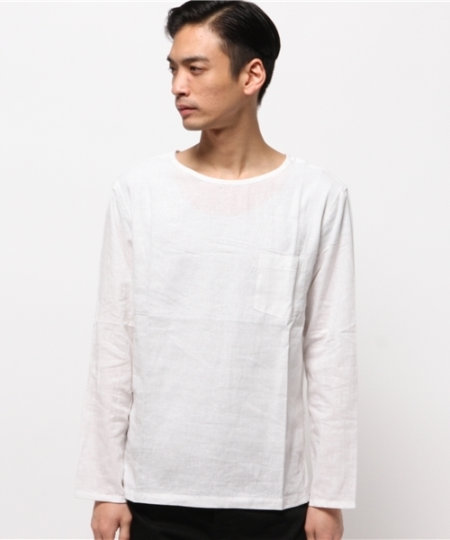 CIAOPANIC（チャオパニック）の「【Ciaopanic】　F.L.Bプルオーバーシャツ（シャツ/ブラウス・メンズ・ホワイト/チャコールグレー/サックスブルー・MEDIUM/LARGE）」の6枚目の写真