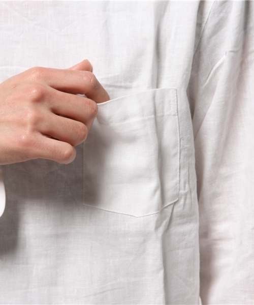 CIAOPANIC（チャオパニック）の「【Ciaopanic】　F.L.Bプルオーバーシャツ（シャツ/ブラウス・メンズ・ホワイト/チャコールグレー/サックスブルー・MEDIUM/LARGE）」の4枚目の写真