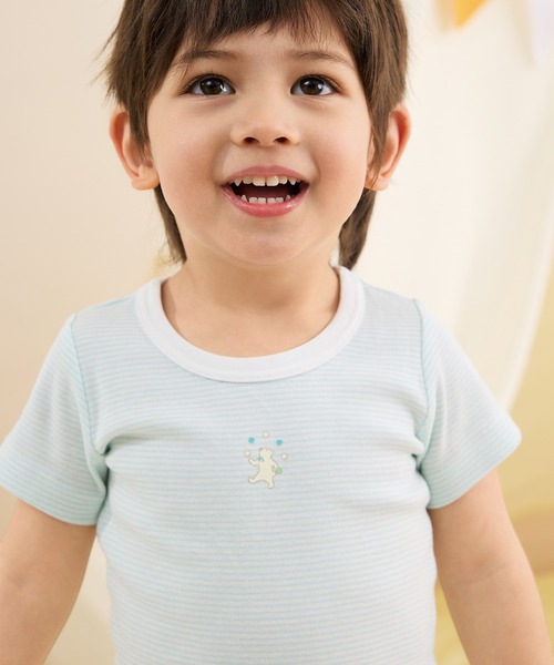 combimini(コンビミニ)の「半袖Tシャツ(ミジンボーダー)(Tシャツ/カットソー・キッズ・ミント/ライトピンク・80/100/130/120/110/90/140)」の7枚目の写真