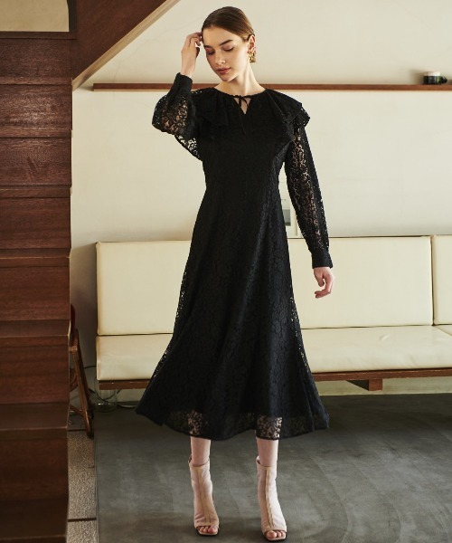 AND COUTURE コットンレースフリルシャツワンピース アンドクチュール アンドクチュール AND COUTURE コットンレースフリルシャツ