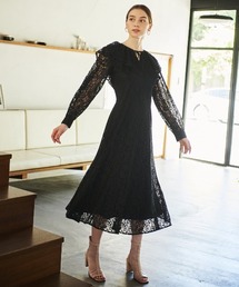 AND COUTURE（アンドクチュール）の「フリル襟総レースワンピース 