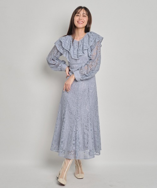 AND COUTURE（アンドクチュール）の「フリル襟総レースワンピース