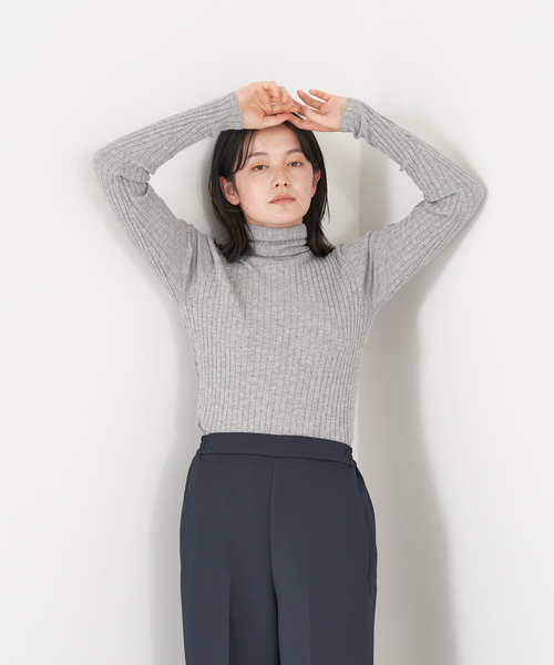 collex（コレックス）の「タートルリブプルオーバー（ニット/セーター・レディース・ネイビー/ホワイト/グレー/ブラック・フリー）」の3枚目の写真