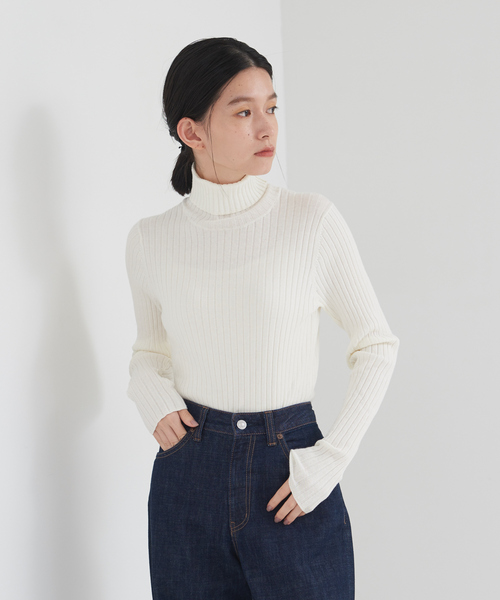 collex（コレックス）の「タートルリブプルオーバー（ニット/セーター・レディース・ネイビー/ホワイト/グレー/ブラック・フリー）」の2枚目の写真