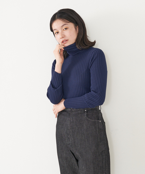 collex（コレックス）の「タートルリブプルオーバー（ニット/セーター・レディース・ネイビー/ホワイト/グレー/ブラック・フリー）」の9枚目の写真