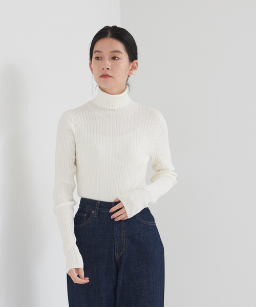 collex（コレックス）の「タートルリブプルオーバー（ニット/セーター・レディース・ネイビー/ホワイト/グレー/ブラック・フリー）」の11枚目の写真