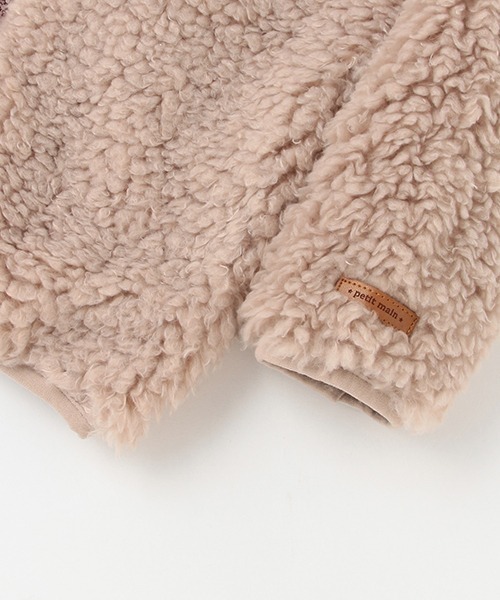 petit main（プティマイン）の「ボアジップジャケット（Tシャツ/カットソー・キッズ・モカ/アイボリー/ライトピンク・80ｃｍ/90cm/110cm/100cm/120cm/130cm）」の9枚目の写真