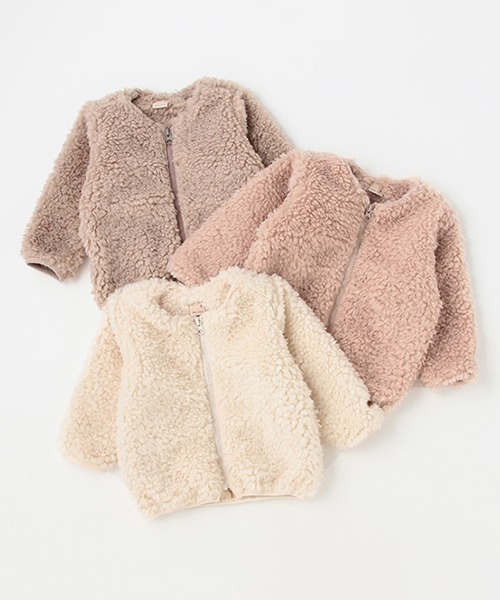 petit main（プティマイン）の「ボアジップジャケット（Tシャツ/カットソー・キッズ・モカ/アイボリー/ライトピンク・80ｃｍ/90cm/110cm/100cm/120cm/130cm）」の12枚目の写真