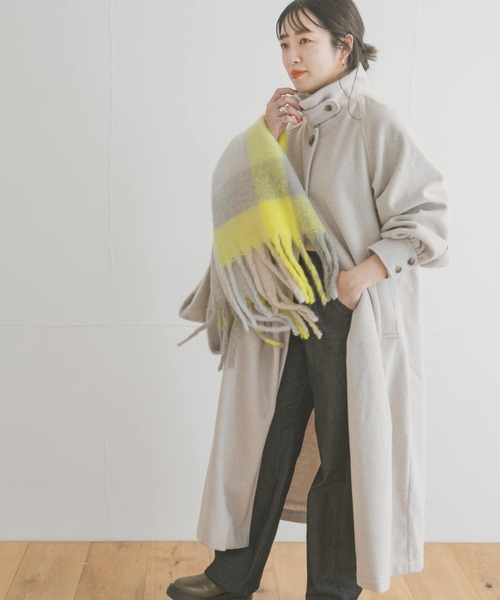 ITEMS URBANRESEARCH(アイテムズ アーバンリサーチ)の「スタンドカラーコート(ステンカラーコート・レディース・ライトベージュ/ブラウン/ブラック・FREE)」の7枚目の写真