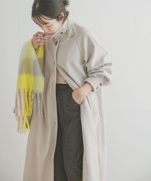 ITEMS URBANRESEARCH(アイテムズ アーバンリサーチ)の「スタンドカラーコート(ステンカラーコート・レディース・ライトベージュ/ブラウン/ブラック・FREE)」の8枚目の写真