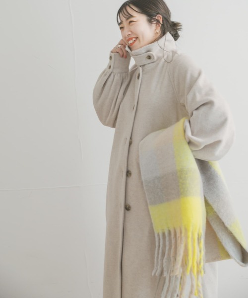 ITEMS URBANRESEARCH(アイテムズ アーバンリサーチ)の「スタンドカラーコート(ステンカラーコート・レディース・ライトベージュ/ブラウン/ブラック・FREE)」の9枚目の写真