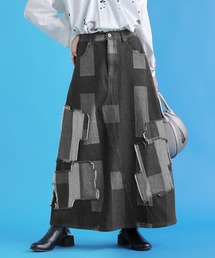 osharewalker | 『パッチワーク風ジャカードデニムスカート』(デニムスカート)