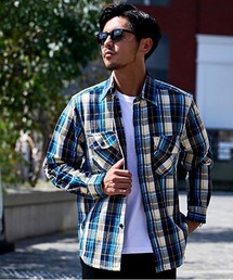 ネルシャツ」に該当するブルー・ネイビー/青色系のファッション通販