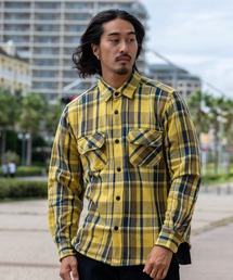 チカキサダ チェックブラウス 黄色 チカキサダ チェックブラウス 黄色