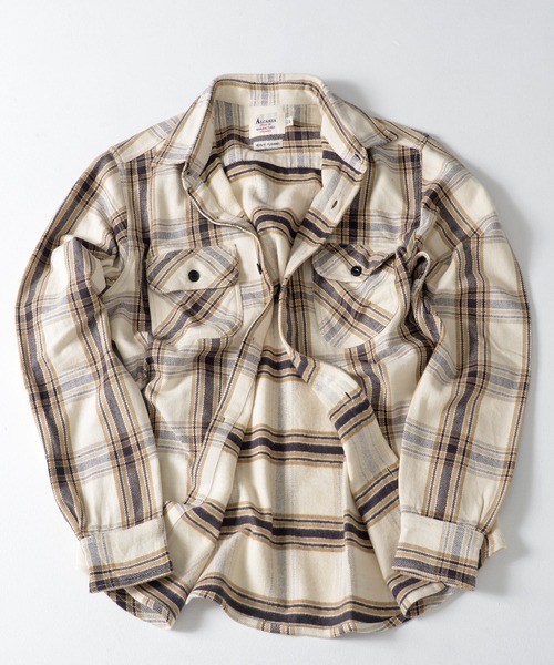 SILVER BULLET（シルバーバレット）の「『ALCARZA/アルカーザ』ヘヴィネルチェックシャツ（シャツ/ブラウス・メンズ・ブルー/ダークグリーン/ブラウン/グリーン/イエロー/レンガ/マスタード/レッド/オレンジ/オレンジ系1/レッド系1/グレー/ホワイト/ライトベージュ/サックスブルー/ピンク/サンドベージュ/ブラウン系その他/イエロー系その他/ブラック系その他/オレンジ系その他/ホワイト系その他/ベージュ系その他/ベージュ系その他2/レッド系その他/パープル/ネイビー/スカイブルー/アッシュグレー/ボルドー/ミント/アイボリー/ブラウン系2/イエロー系1/ブラック系2/ブラック系1/ブラウン系1/グレー系1/ベージュ/サックスブルー系1/ブルー系1/オレンジ系2/ブルー系2/ブラウン系3/グリーン系1/レッド系2・M/XL/L）」の19枚目の写真