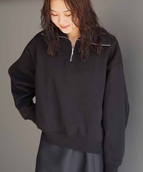 JOINT WORKS(ジョイントワークス)の「TCハーフジップ プルオーバースウェット(スウェット・レディース・グレー/ブラック/モスグリーン・FREE)」の5枚目の写真