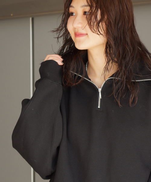 JOINT WORKS(ジョイントワークス)の「TCハーフジップ プルオーバースウェット(スウェット・レディース・グレー/ブラック/モスグリーン・FREE)」の10枚目の写真