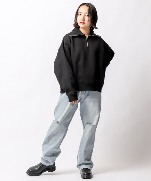 JOINT WORKS(ジョイントワークス)の「TCハーフジップ プルオーバースウェット(スウェット・レディース・グレー/ブラック/モスグリーン・FREE)」の14枚目の写真