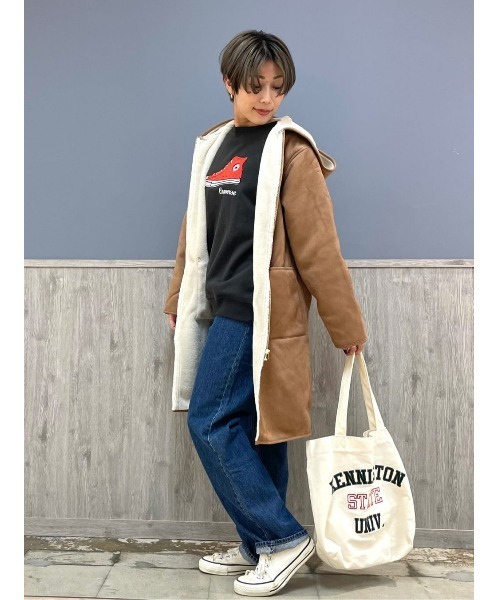 HONEYSUCKLE ROSE（ハニーサックルローズ）の「HONEYSUCKLE ROSE(ハニーサックルローズ)【レディース】フェイクムートンフードコート（その他アウター・レディース・グレー/ブラウン・L/M）」の15枚目の写真